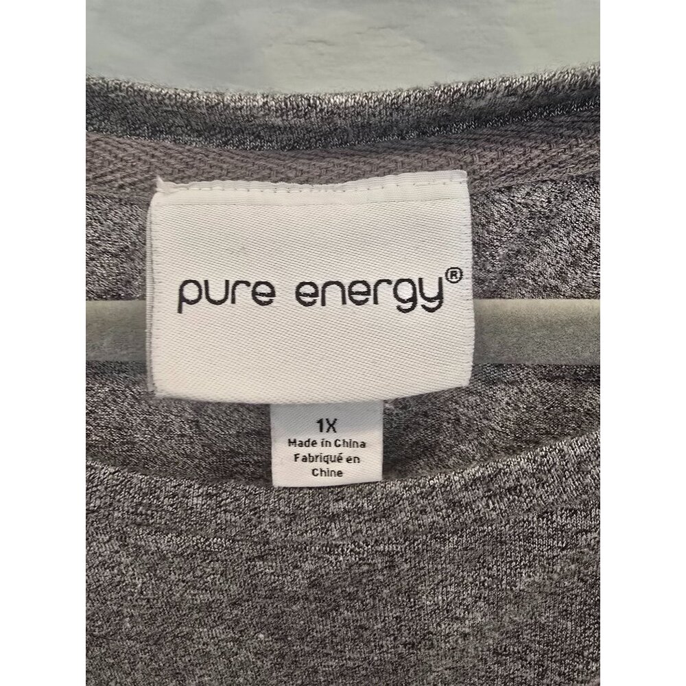 Pure Energy Womens 3/4 Sleeve Heather Gray Casual Top Size 1X Loose Fit Scoop Ne - Picture 3 of 3